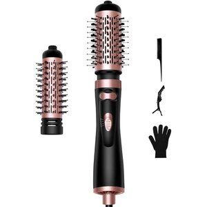 Hair Dryer Brush, 3-in-1 Rotating Round Hot Air Spin Brush Set (2" & 1.5")